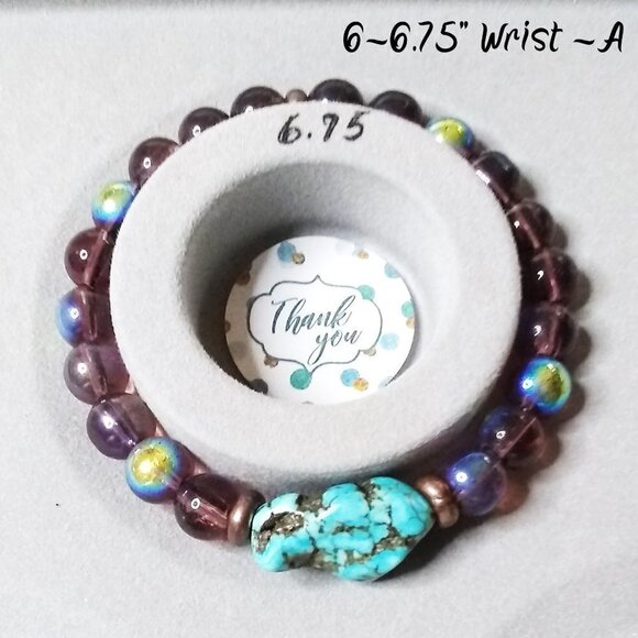 Flashy Beaded Stretch Bracelet! Turquoise Magnesite! Various Sizes - Pick Yours! - Picture 1 of 14